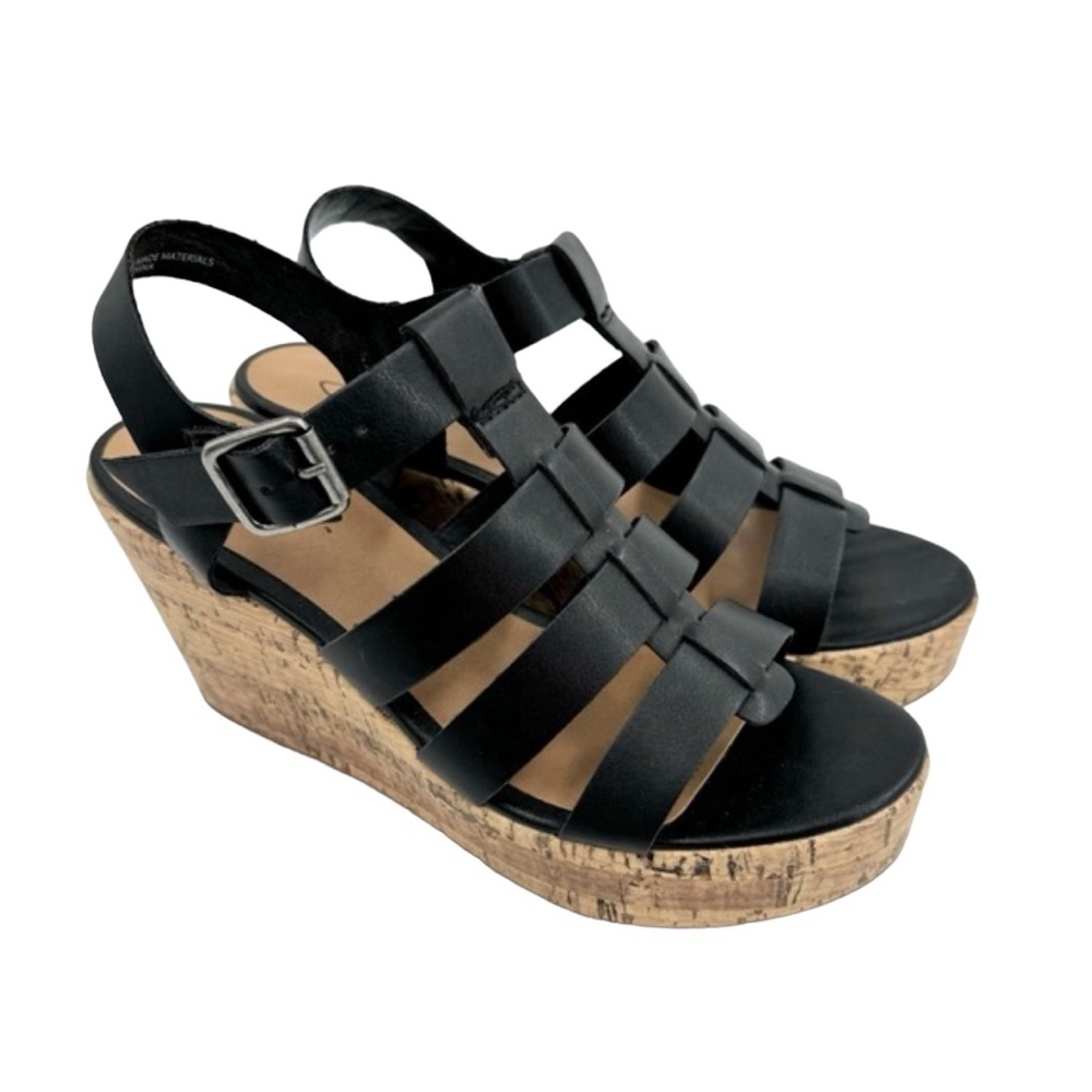 YNot Strappy Wedge Sandals Women's Black Size 8